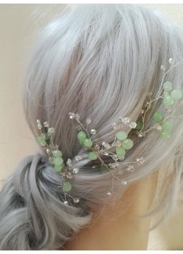Булчински фуркети украса за коса с кристали Сваровски в цвят Мента Tender Clovers by Rosie